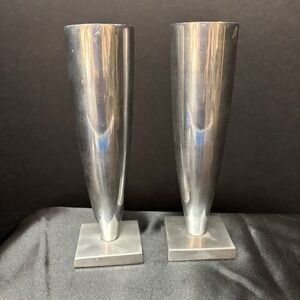Michael Graves for Target Vintage Lumina Polished Aluminum Candlesticks‎ Pair